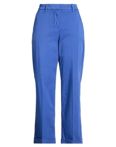 Ago E Filo Woman Pants Blue Size 8 Cotton, Elastomultiester, Elastane