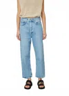 Agolde 90's Crop Mid Rise Loose Straight Jeans In Passenger In Blue