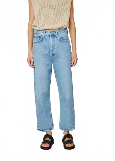 Agolde 90's Crop Mid Rise Loose Straight Jeans In Passenger In Blue