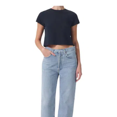 Agolde 90's Crop Mid Rise Loose Straight Jeans In Replica In Blue