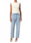 Agolde Mia Mid-rise Distressed Straight-leg Jeans In Blue