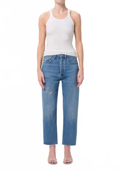 Agolde 90's Crop Mid Rise Straight Jeans In Shrine In Blue