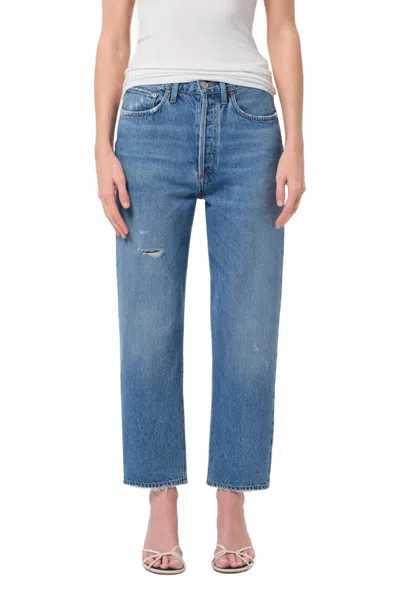 Agolde 90's Crop Mid Rise Straight Jeans In Shrine In Multi