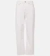 Agolde 90's Mid Rise Cropped Straight Leg Jeans In Fortune Cookie In White