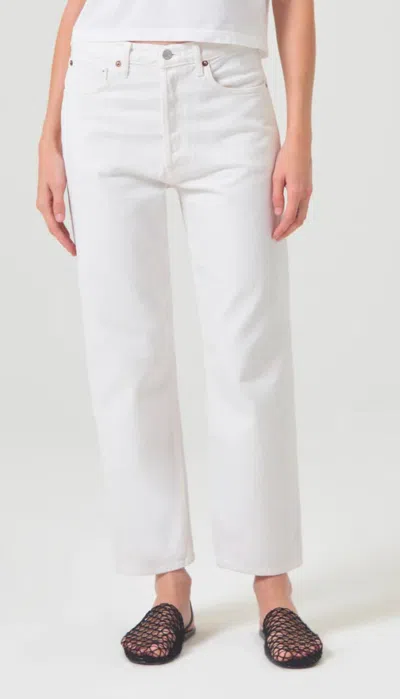 Agolde 90's Crop Midrise Loose Straight Jeans In Fortune In White
