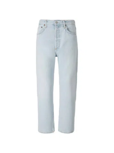 Agolde 90's Crop Mid-rise Straight-leg Organic Jeans In Blue