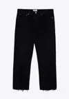 Agolde Luna Organic Denim Jeans With Frayed Hem In Black