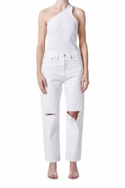 Agolde 90's High Waist Straight Jeans In Cloudburst (soft Wht Destructi In White