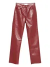 Agolde Leather Blend Straight Leg Pants In Brown