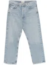Agolde Blue Five-pocket Jeans With Lightened Effect In Regenerative Cotton Man In 蓝色