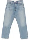 Agolde Blue Five-pocket Jeans With Lightened Effect In Regenerative Cotton Man In Blue