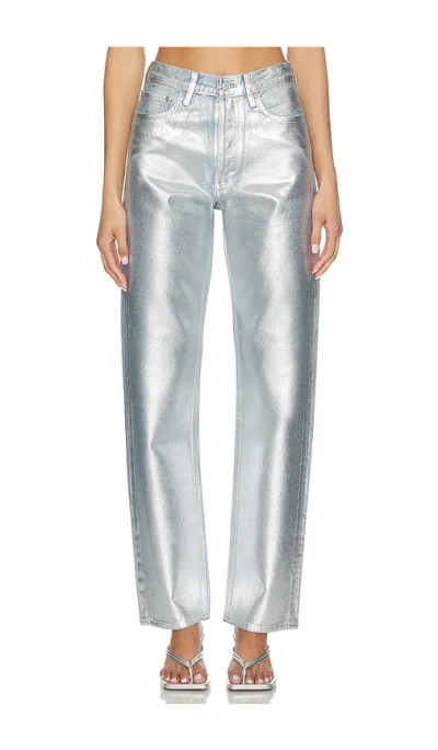 Agolde 90's Mid Rise Loose Fit Jeans In Silver