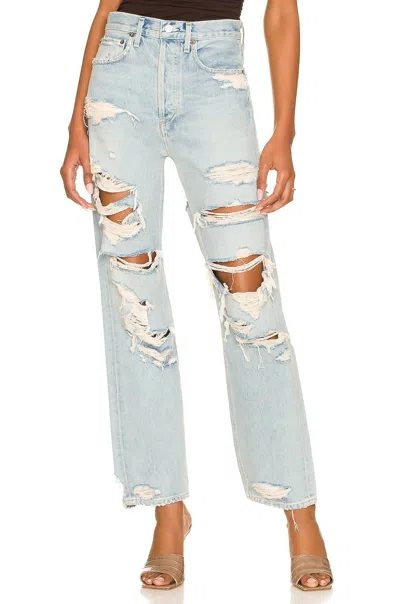 Agolde 90's Mid Rise Loose Fit Jeans In Unhinged In Blue