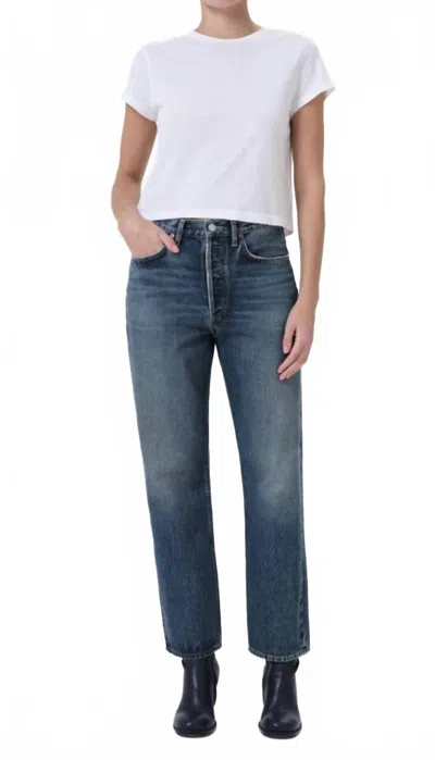 Agolde Five Pocket Denim Trousers In Blue