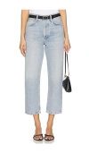 Agolde 90 Crop Mid Rise Loose Straight Jeans Force In Blue