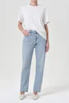 Agolde 90 Crop Mid Rise Loose Straight Jeans Force