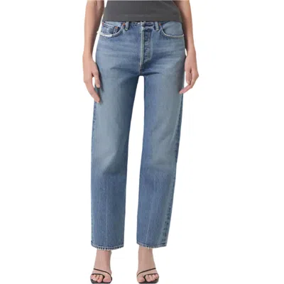 Agolde 90's Mid Rise Straight Jean In Hooked In Black