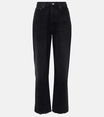 Agolde 90's Mid Rise Straight Jean In Tar In Multi