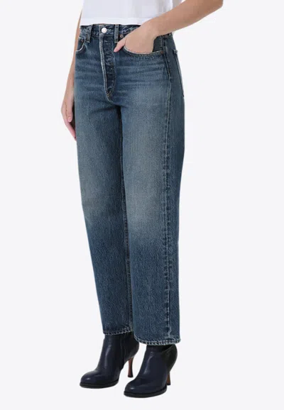 Agolde 90's Mid-rise Straight-leg Jeans In Denim Dark Blue