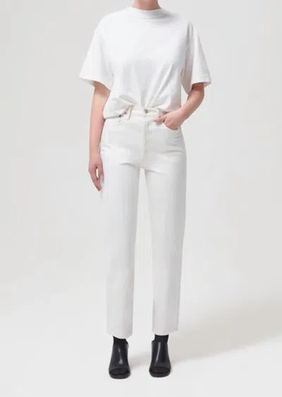 Agolde 90s Pinch Waist High Rise Straight Jeans Drum 26 In White