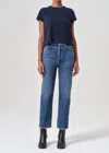 Agolde Womens Enroll Harper Straight-leg Stretch-denim Jeans In Blue