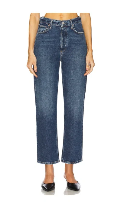 Agolde Valen Straight Leg Jeans With Faded Wash In Blue