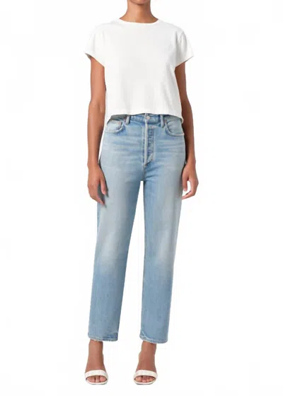 AGOLDE 90'S PINCH WAIST CROP JEANS IN RIPPLE