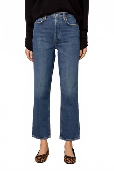 Agolde 90's Pinch Waist Crop Jeans In Solace In Blue