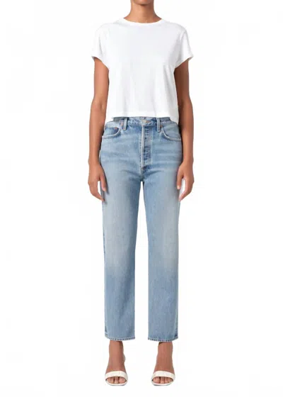 Agolde 90's Pinch Waist Crop Jeans In Stage In Blue