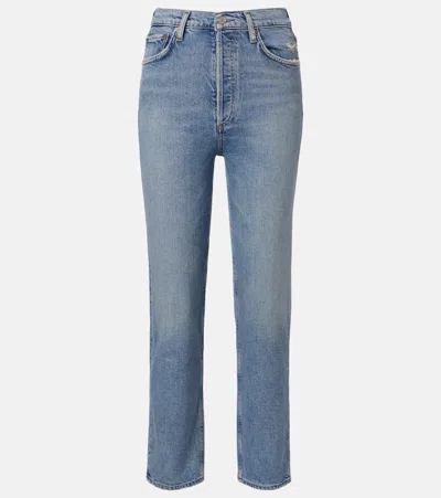 Agolde 90's Pinch Waist Crop Straight Jeans In Blue