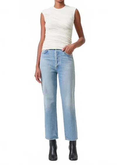 Agolde 90's Pinch Waist High-rise Crop Jeans In Ripple In Blue