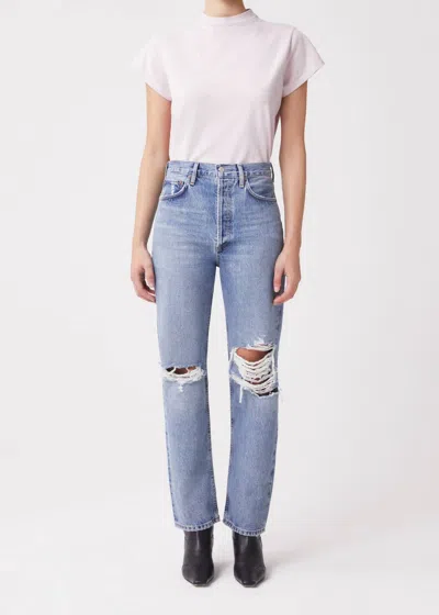 Agolde 90's Pinch Waist High Rise Straight Jean In Backdrop In Blue
