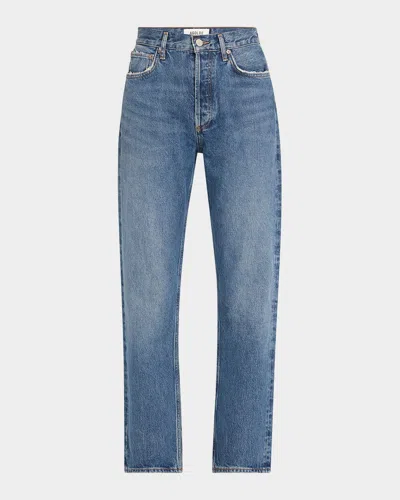 Agolde 90's Pinch Waist High-rise Straight Jeans In Blue