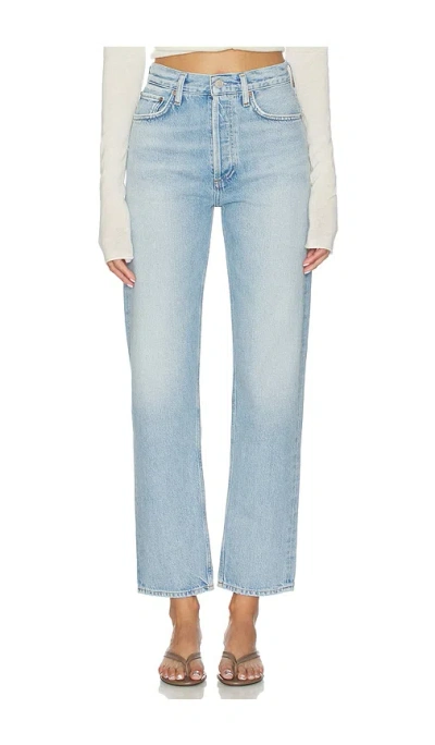 Agolde 90's Pinch Waist High Rise Straight Jeans In Blue