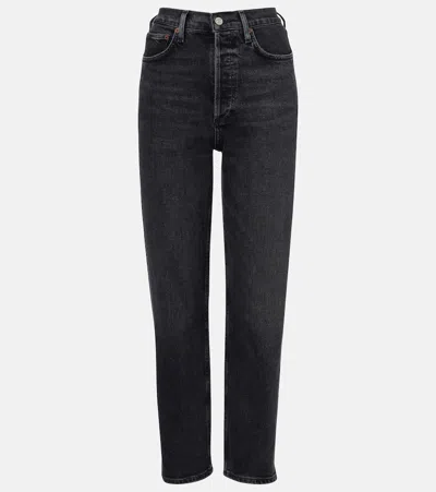 Agolde 90's Pinch Waist High-rise Straight Jeans In Gray
