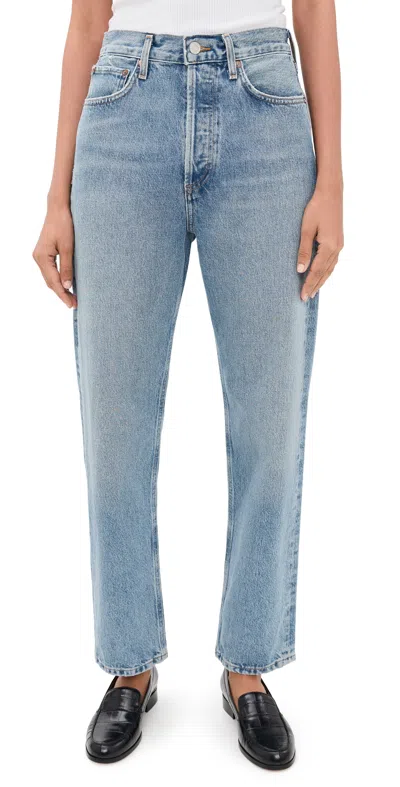Agolde 90's Pinch Waist High Rise Straight Jeans Stage In Blue