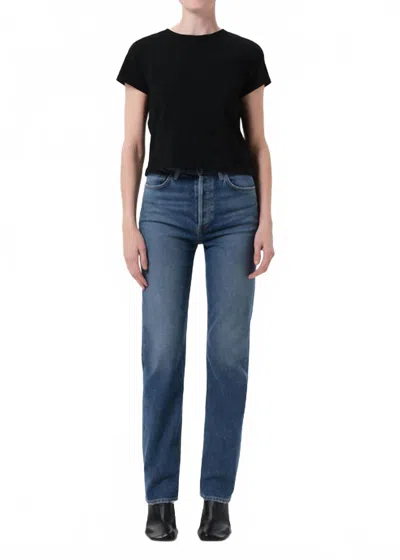 Agolde 90's Pinch Waist High Rise Straight Leg Jeans In Overcast In Blue