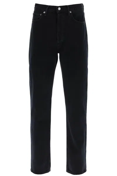 Agolde 90's Pinch Waist: High Rise Straight Jeans Crushed In Black