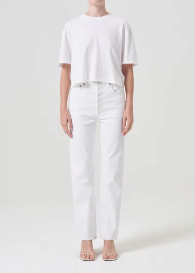 Agolde Arc High Rise Loose Wide Leg Jeans In Chalk White