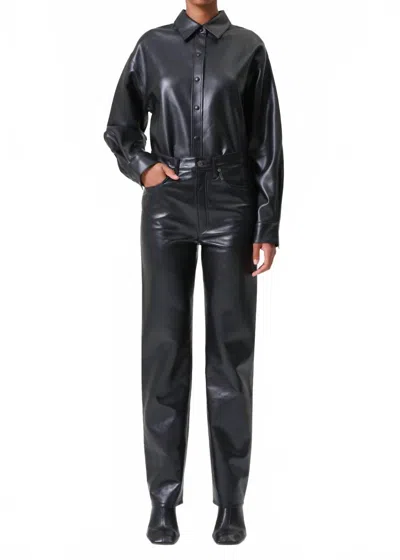 Agolde 90's Pinch Waist Leather Jean In Black