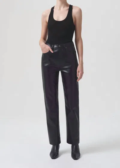 Agolde Recycled Leather 90's Pinch Waist Trousers In Black Patent