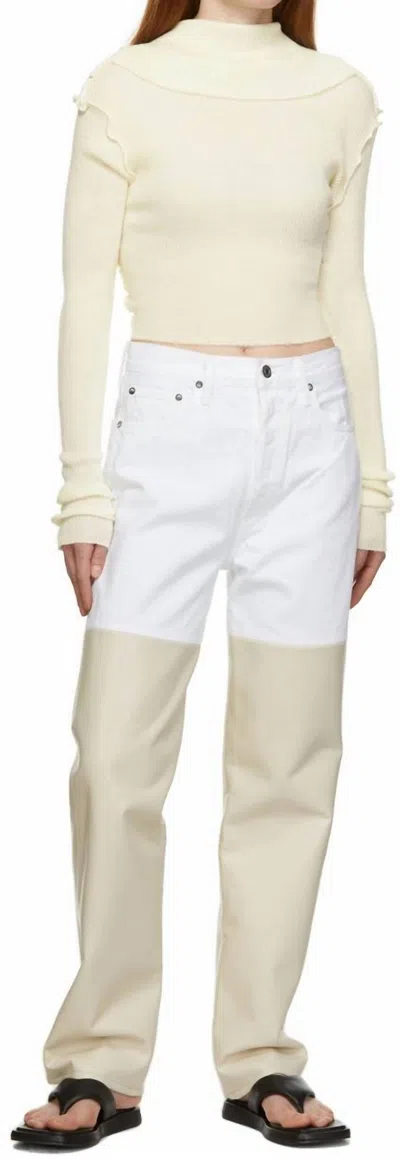 Agolde 90's Pinch Waist Leather Pants In Sugar Powder In Yellow