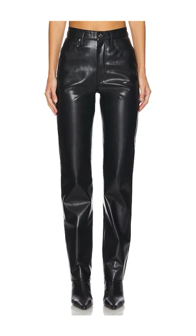 Agolde 90s Pinch Straight-leg High-rise Recycled-leather-blend Jeans In Black