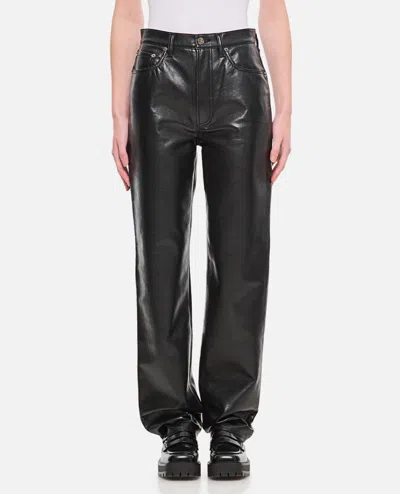 Agolde 90's Pinch Waist Long In Leather In Black