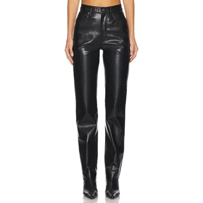 Agolde 90's Pinch Waist Long Leather Pants In Black