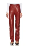 Agolde Leather Blend Straight Leg Pants In Red