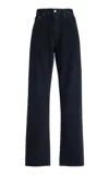 Agolde 90's Pinch Waist Long Rigid High-rise Straigh-leg Jeans In Black