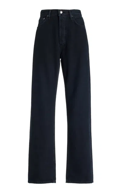 Agolde 90's Pinch Waist Long Rigid High-rise Straigh-leg Jeans In Black