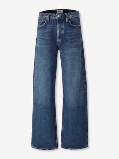 Agolde Low Curve Mid-rise Wide-leg Jeans In Blue