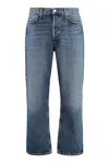 Agolde Blue Five-pocket Jeans With Lightened Effect In Regenerative Cotton Man In Denim